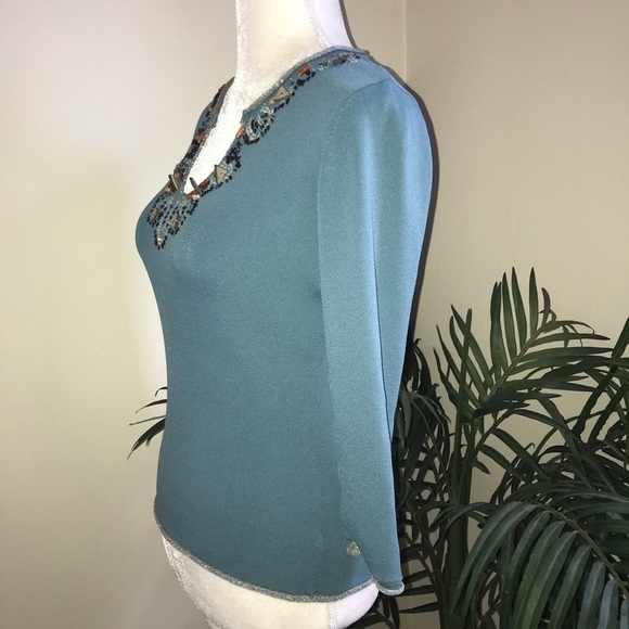 Joseph A Stretch Sequin Beaded Top S - Picture 5 of 6
